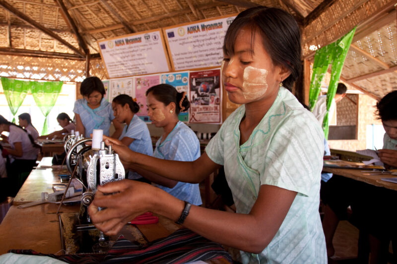 Skills Training in Burma — In a class run by ADRA, women learn the skill of sewing, so that they can start their own small dressmaking business from their ho...