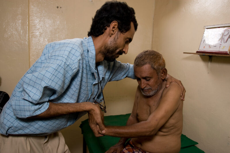 Disabled in Yemen — Man with disability in Yemen gets treatments at a ADRA sponsored clinic in Yemen — Yemen, man, men, disability, Disabilties