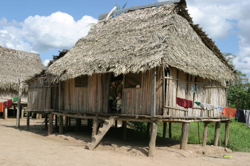 Typical Housing in Shipibo Villages in Peru — Stock image of Typical Housing in Shipibo Villages in the Pucallpa region of Peru — Ethnic Minority, Shipibo In...