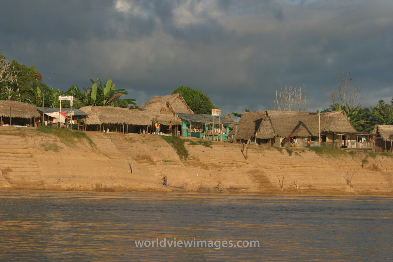 Village on A Riverbank in Peru
