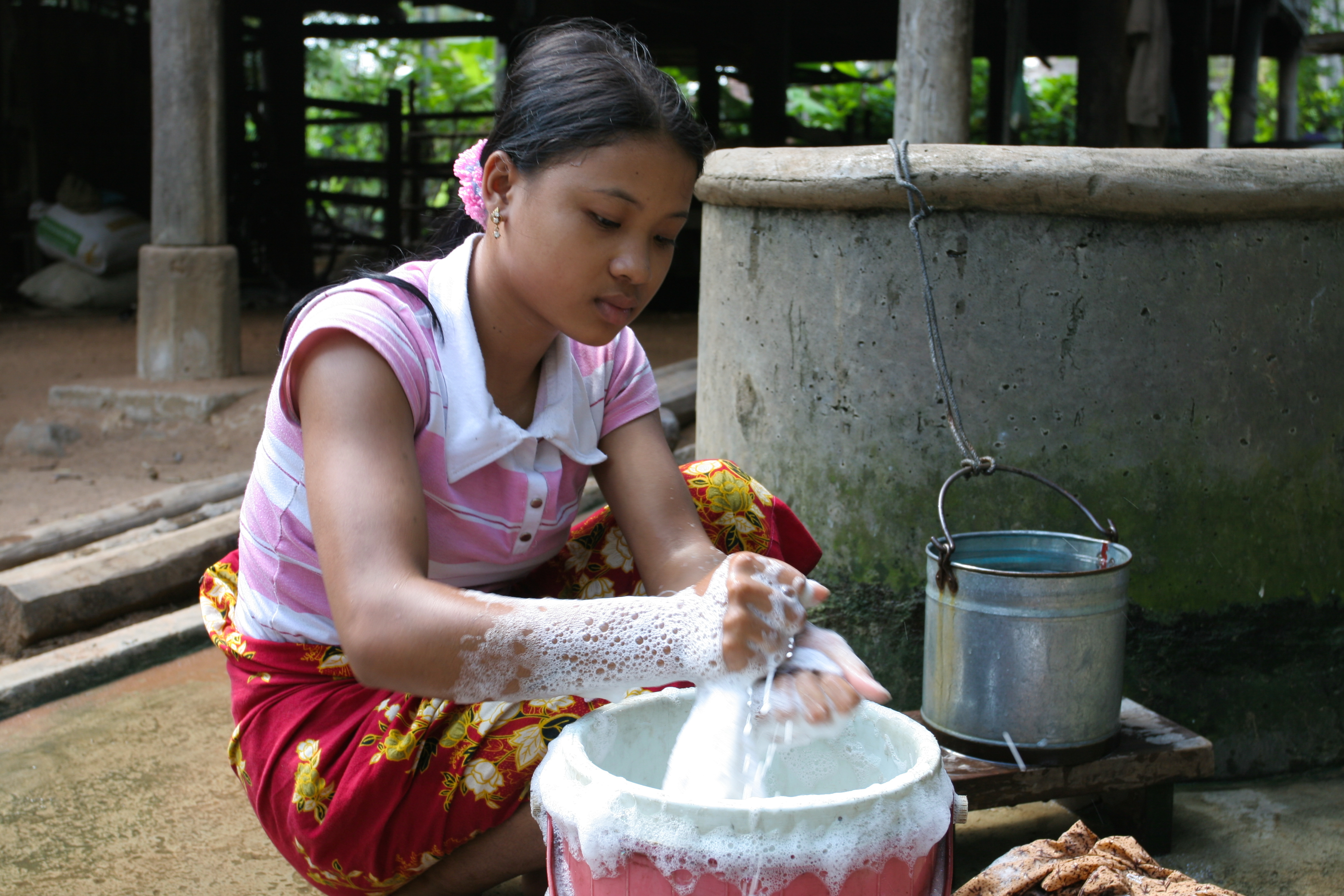Washing Clothes in Cambodia