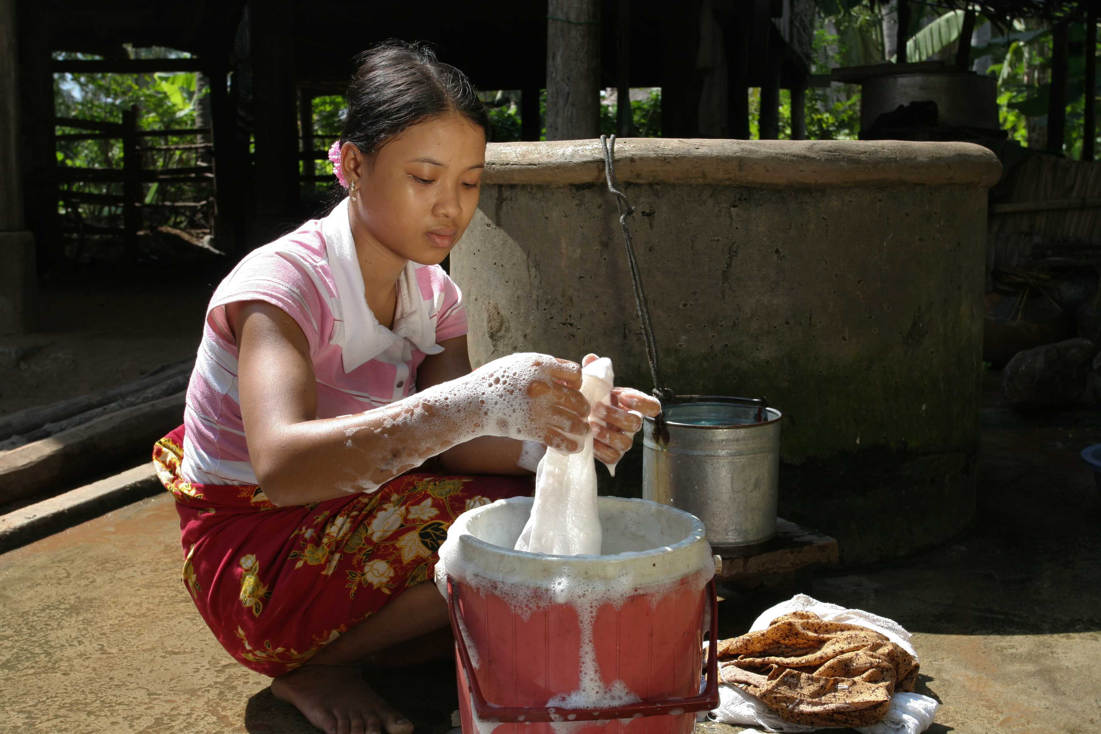 Washing Clothes in Cambodia