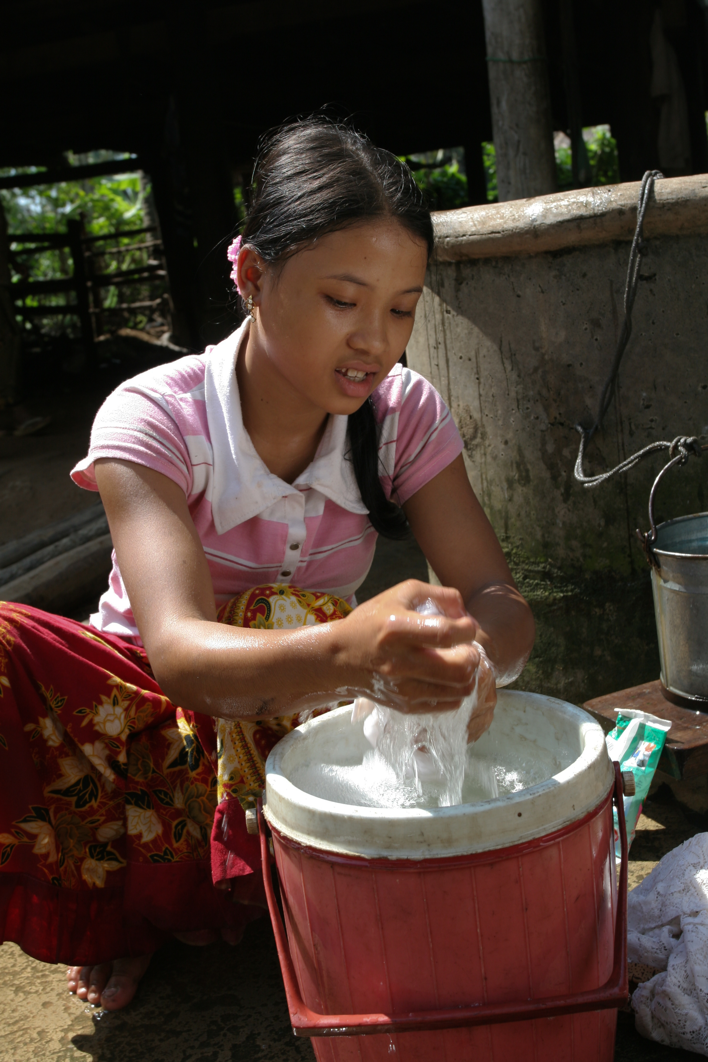 Washing Clothes in Cambodia