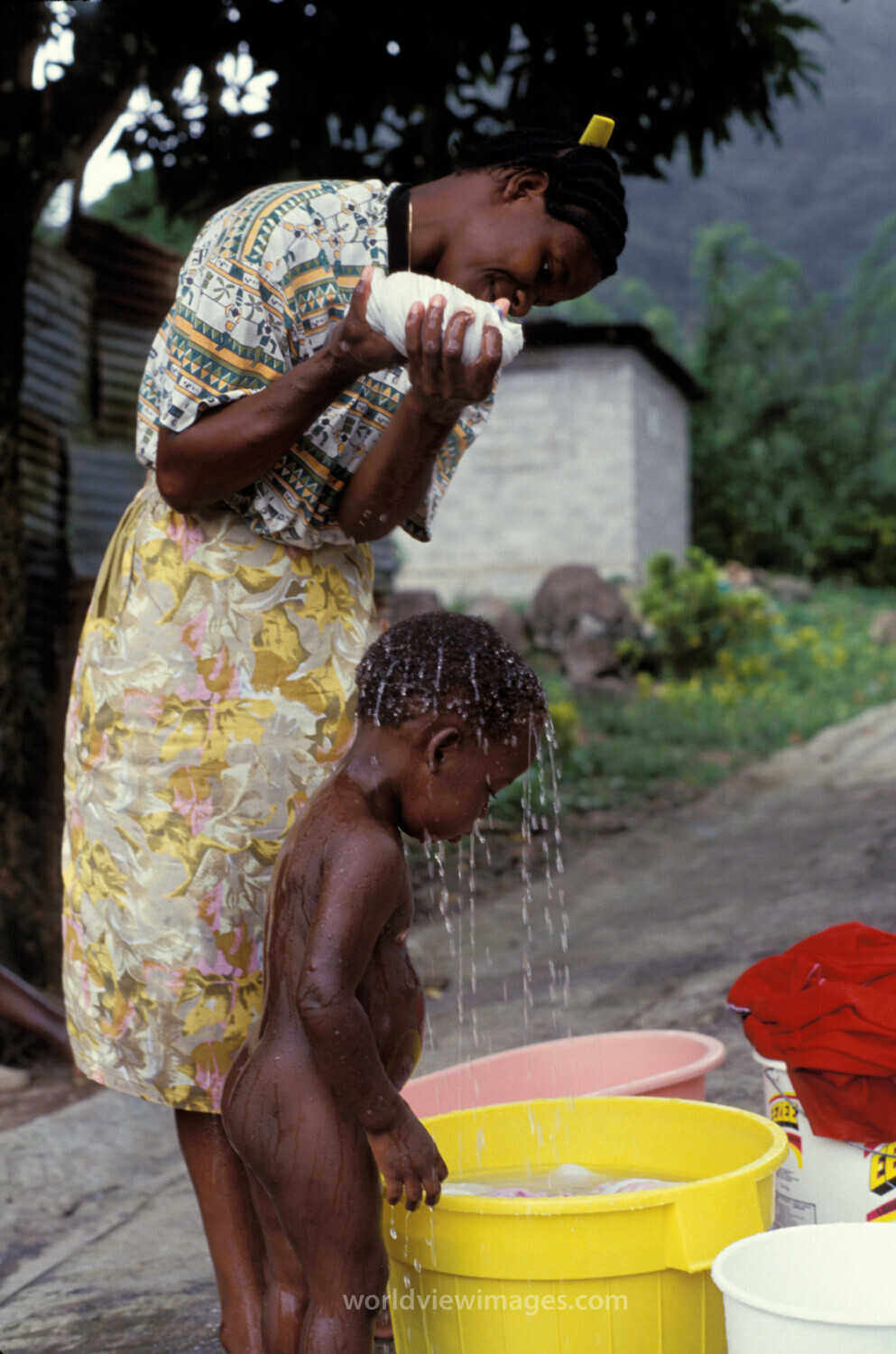 Washing Baby in Dominica