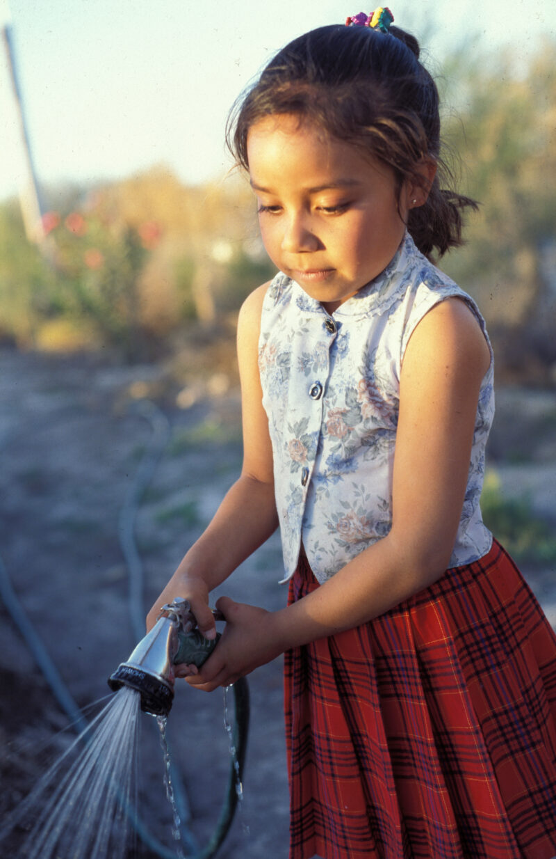 Water for Garden in Mexico — Water from a bore hole in a desert community in Mexico, allows people to grow gardens with irrigation. — Mexico, water, irrigati...