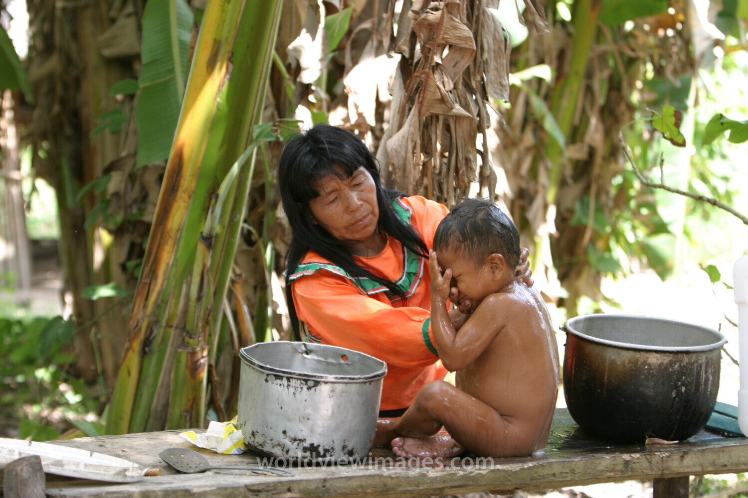 Bathing Baby in Peru