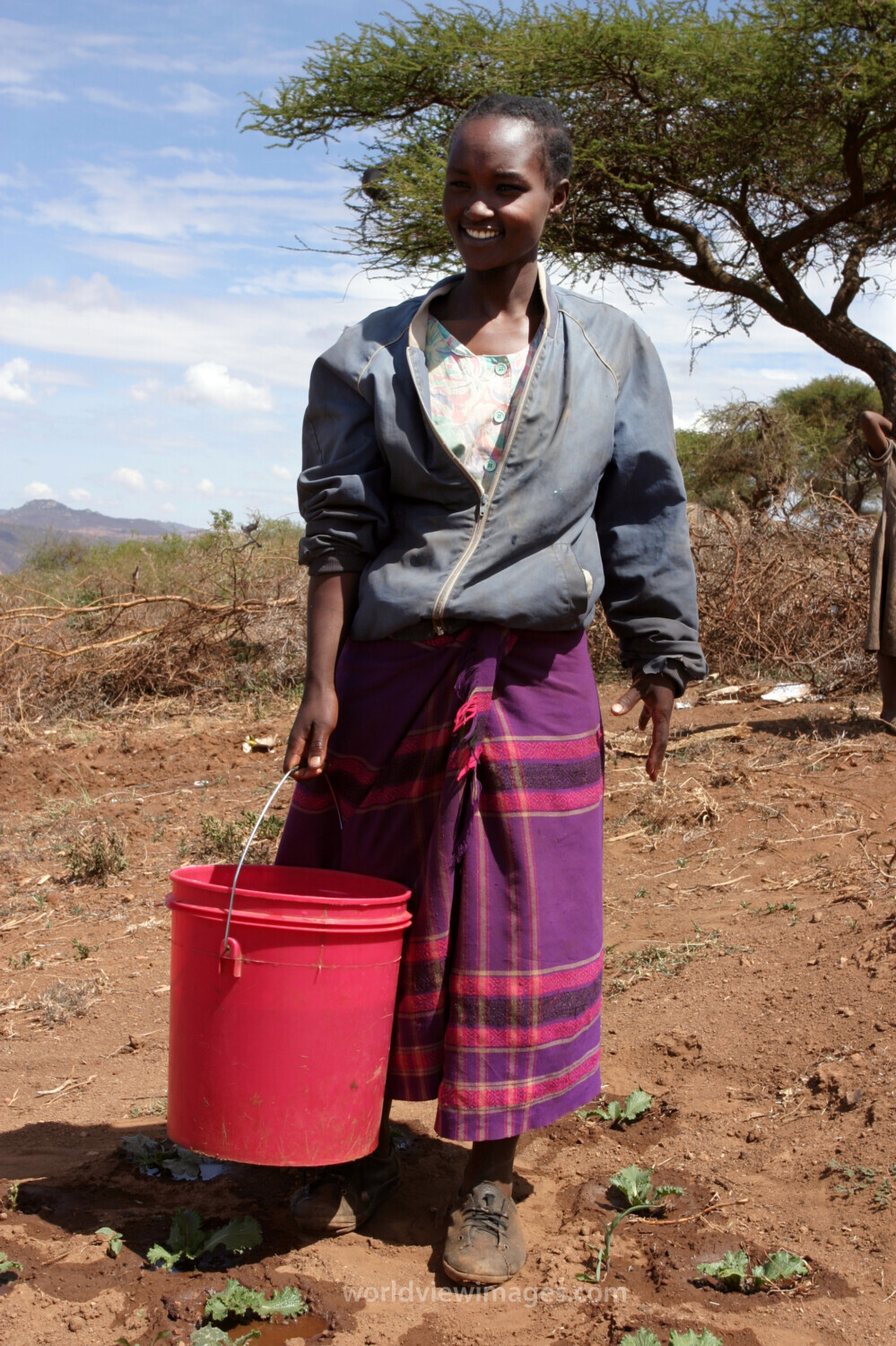 Watering garden in Africa