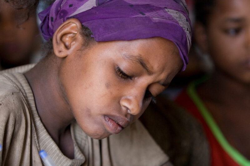 Girl in School in Ethiopia — Children in a remote village in Ethiopia, enjoy their new school, provided by ADRA Norway. — Ethiopia, Africa, African, Africans...