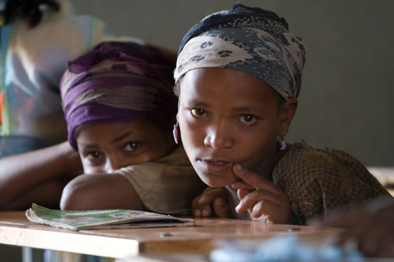 Girl in School in Ethiopia — Children in a remote village in Ethiopia, enjoy their new school, provided by ADRA Norway. — Ethiopia, Africa, African, Africans...