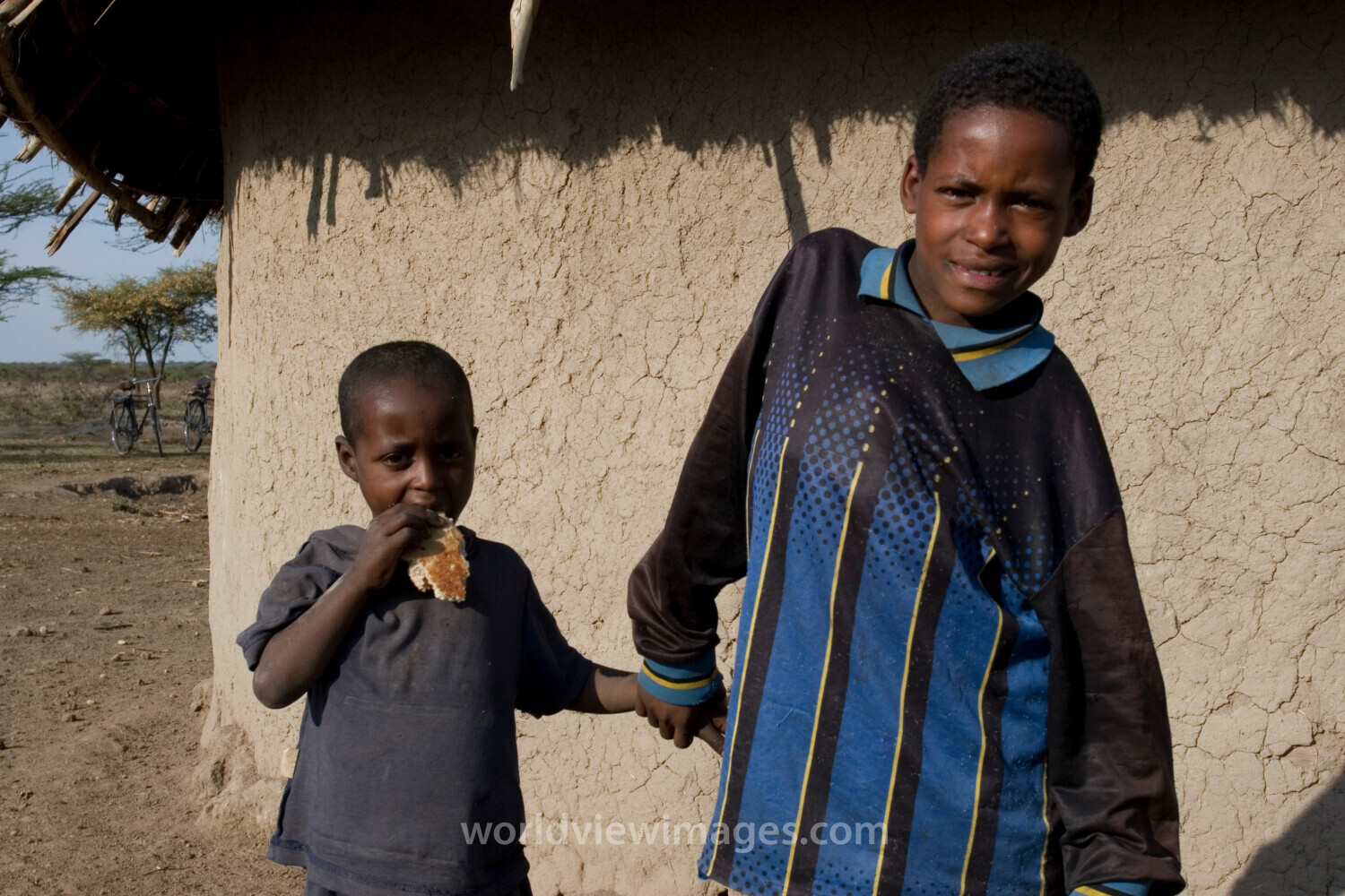 Brothers by thei home in Ethiopia