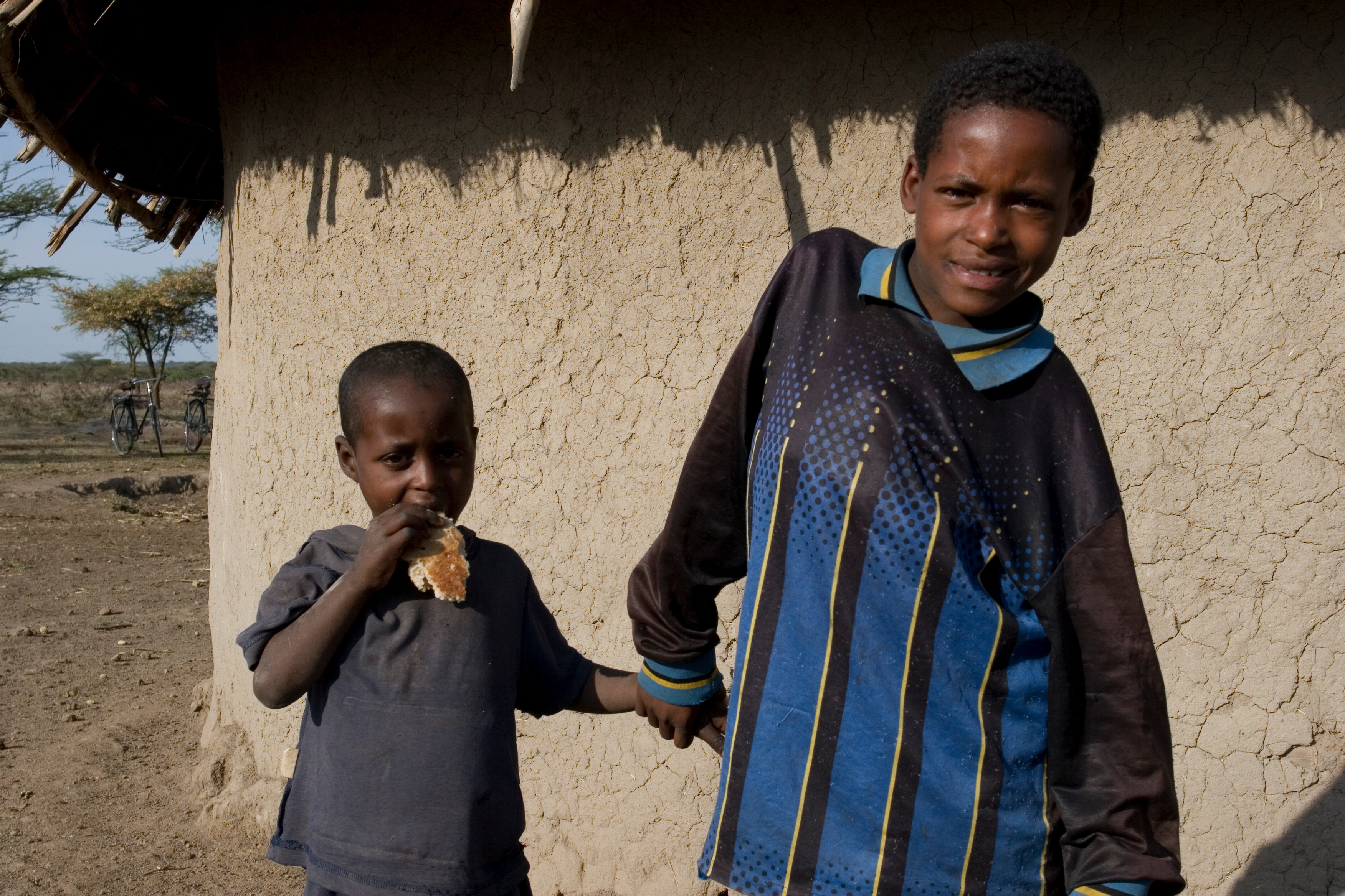 Brothers by thei home in Ethiopia