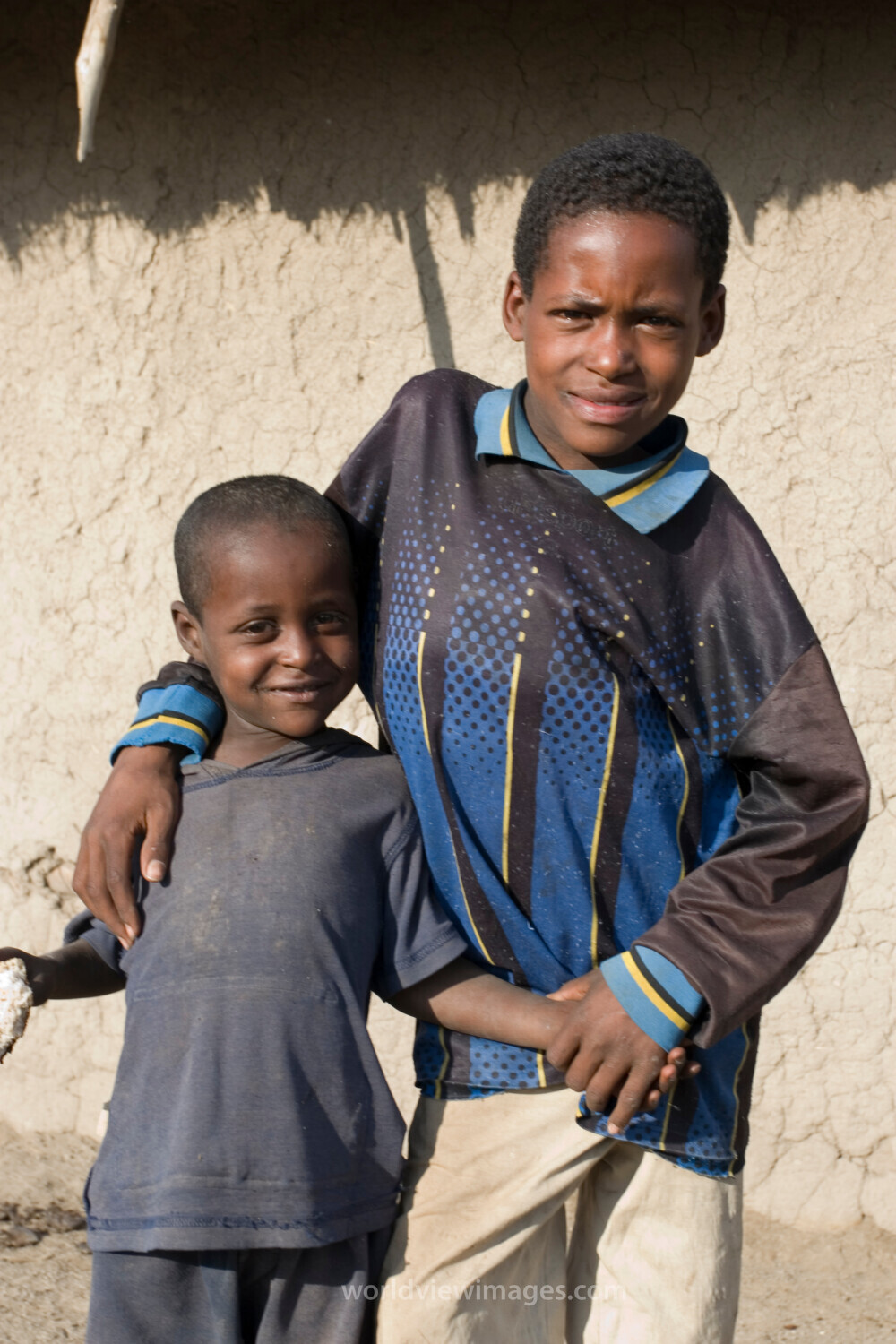 Brothers by thei home in Ethiopia