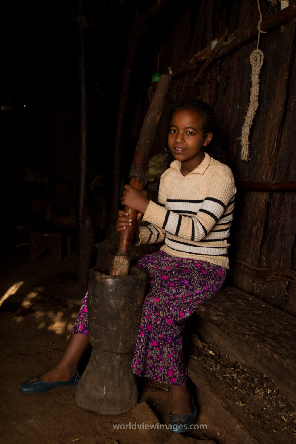 Pounding Grain in Ethiopia