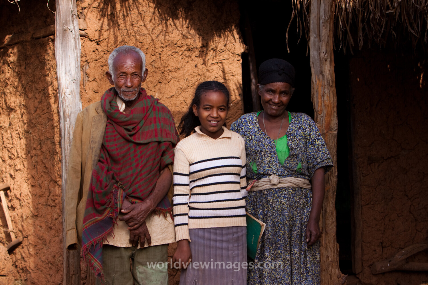 Girl with her Parents in Ethiopia