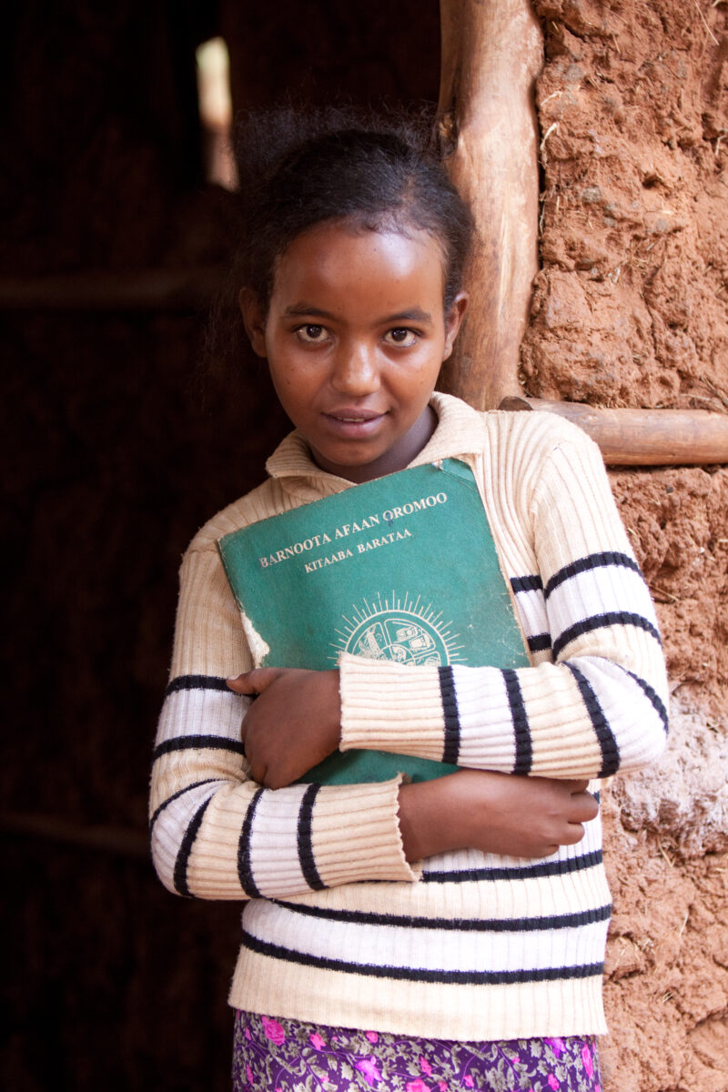 Girl at School in Ethiopia — Young girl stands in the doorway of her school in rural Ethiopia — Ethiopia, Africa, African, Africans, Ethiopian