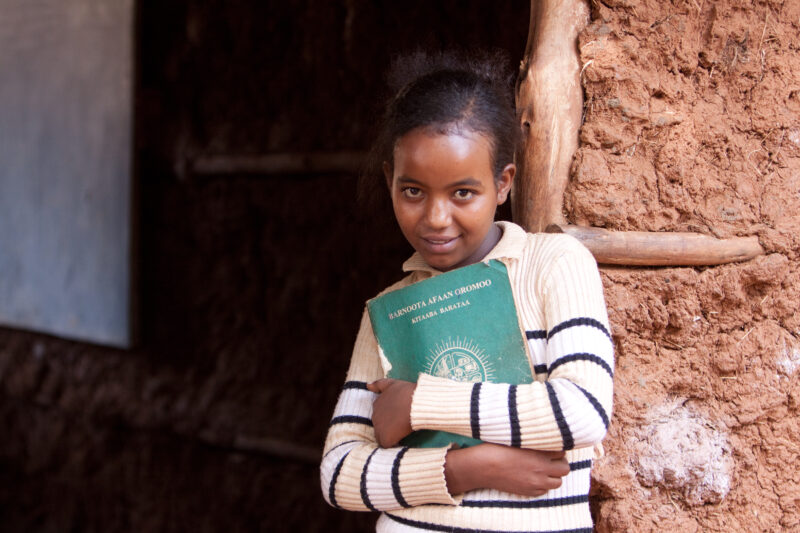 Girl at School in Ethiopia — Young girl stands in the doorway of her school in rural Ethiopia — Ethiopia, Africa, African, Africans, Ethiopian