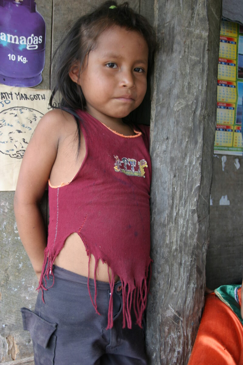 Amerindian Girl in Peru — Amerindian girls of the Shipibo group, living in the jungles of Peru, along the Ucayali River. — Peru, Poverty, Shipibo Indians, Uc...