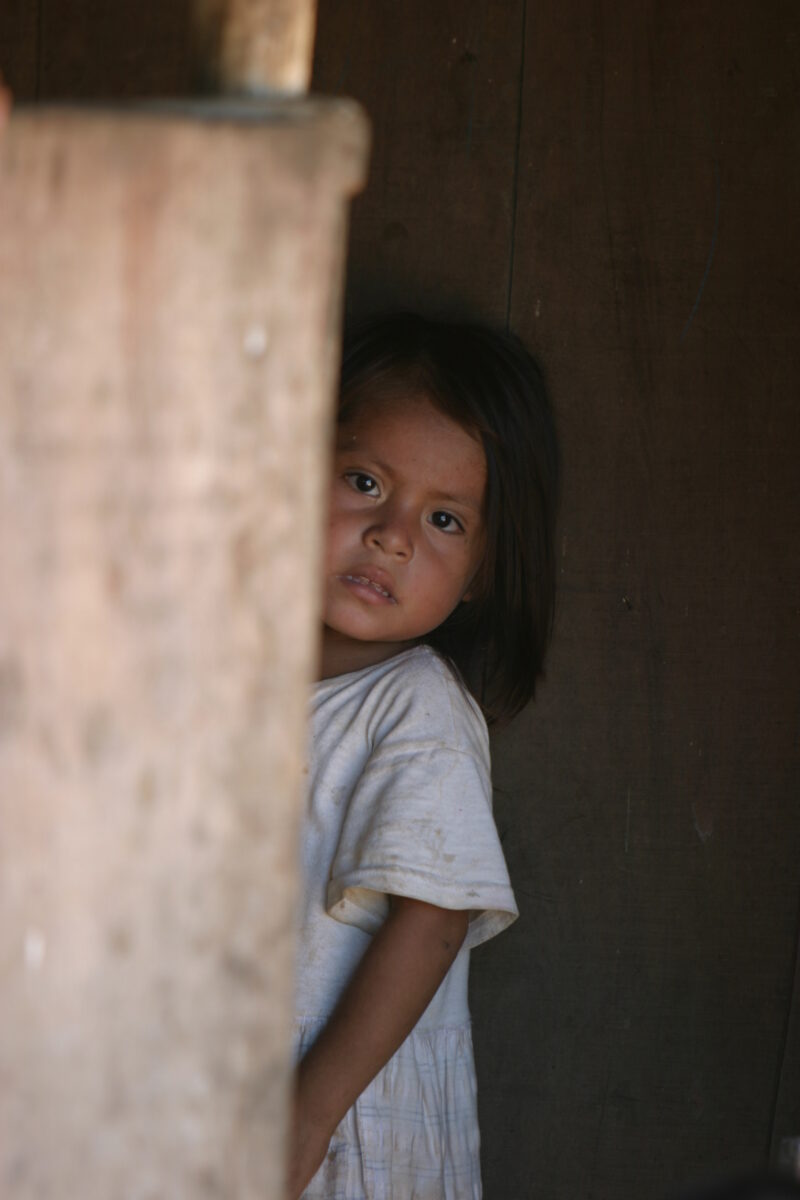 Amerindian Girl in Peru — Amerindian girls of the Shipibo group, living in the jungles of Peru, along the Ucayali River. — Peru, Poverty, Shipibo Indians, Uc...
