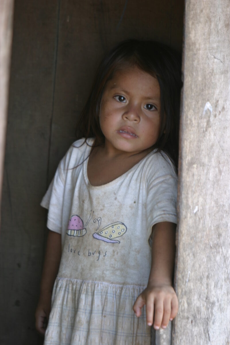 Amerindian Girl in Peru — Amerindian girls of the Shipibo group, living in the jungles of Peru, along the Ucayali River. — Peru, Poverty, Shipibo Indians, Uc...