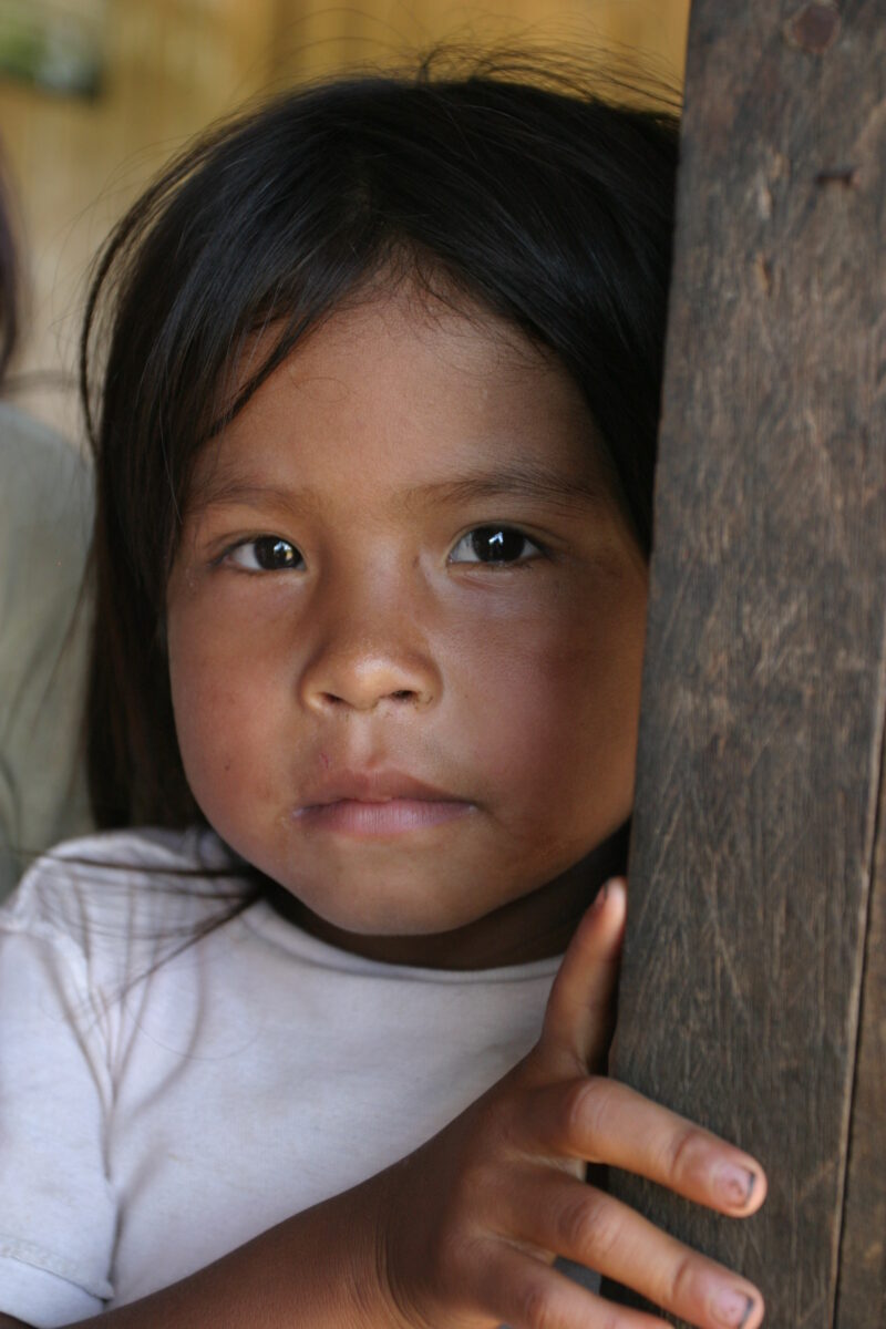 Amerindian Girl in Peru — Amerindian girls of the Shipibo group, living in the jungles of Peru, along the Ucayali River. — Peru, Poverty, Shipibo Indians, Uc...