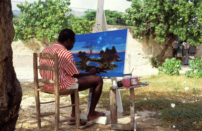 Stock Images of Haiti — Stock Image of man painting a scene in Haiti — Haiti, Caribbean, Poverty, art, artist