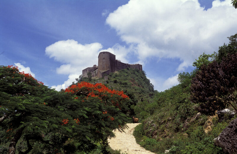 Stock Images of Haiti — Stock Image of Haiti: Citadelle Laferrière with road leading up — Haiti, Haitian, Citadelle Laferrière, Citadel, Citadelle Henry Chri...