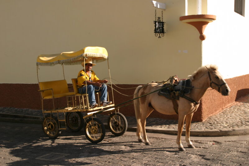 Stock Images of Honduras — Horse drawn Taxi in a rural village in Honduras — Honduras, taxi, horse, cart