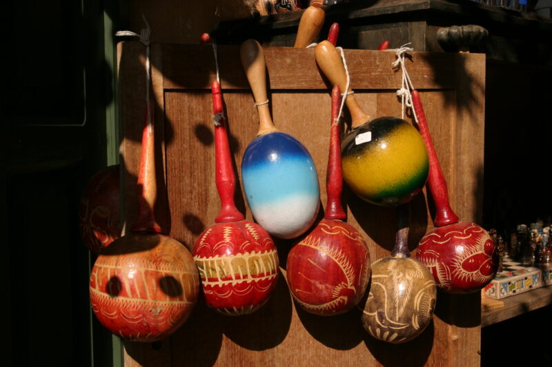 Stock Images of Honduras — Colorful Maracas displayed in the sun at a market in rural Honduras — Honduras, marakas, shakers, percussion