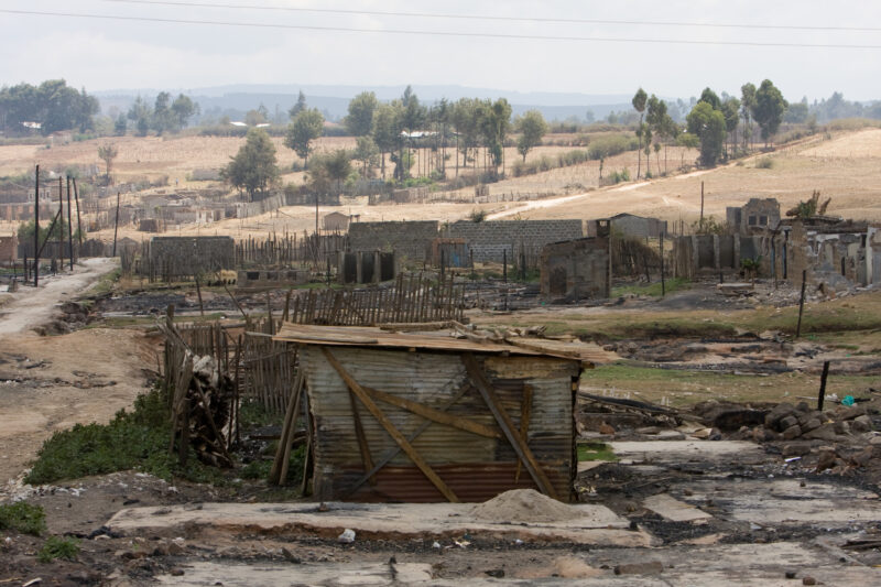 Destroyed Buildings — Buildings burned and destroyed during a time of political disturbance in Kenya — Kenya, Burned Buildings, Africa, political violence