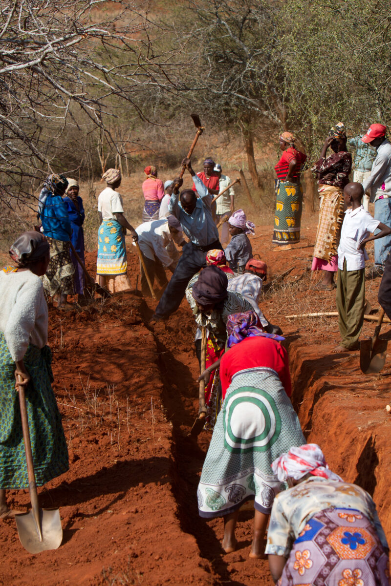 Digging Terraces — Villagers work together to improve food production for their communities using Terracing. — Kenya, Africa, food for work, terracing, Agric...