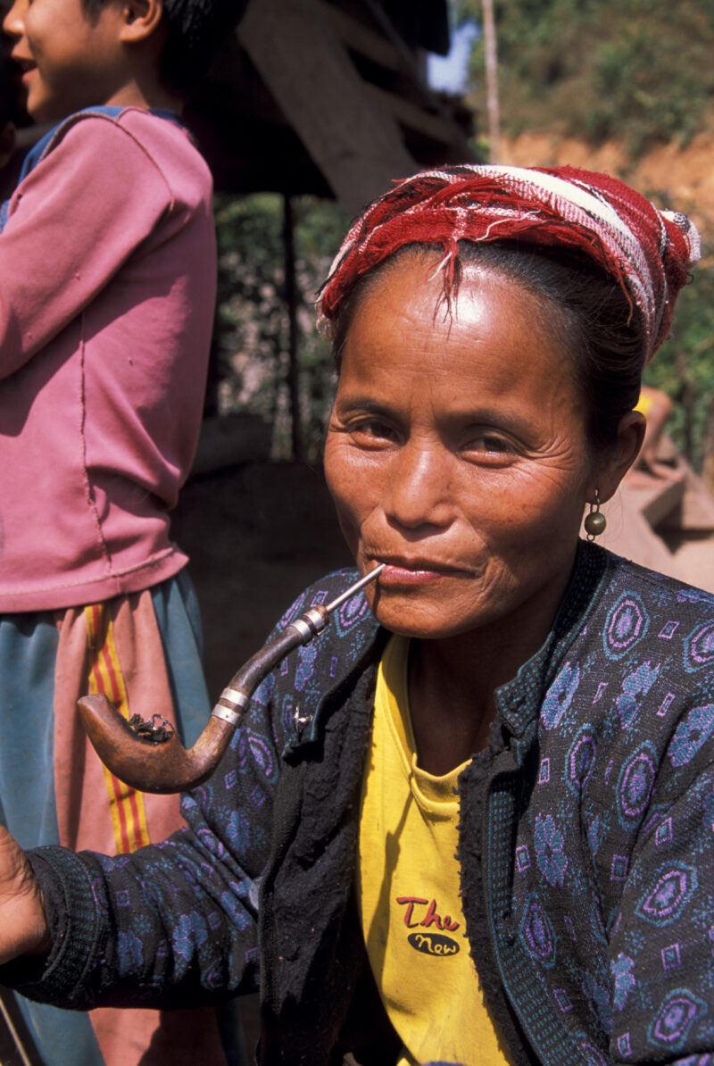 Woman with Pipe — Ethnic Minority Woman in Laos with Pipe — Laos, Southeast Asia, Woman, smoking, pipe
