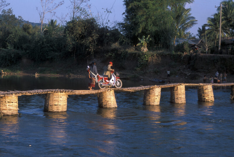 Bamboo Bridge — Laos, Southeast Asia, bridge, bamboo