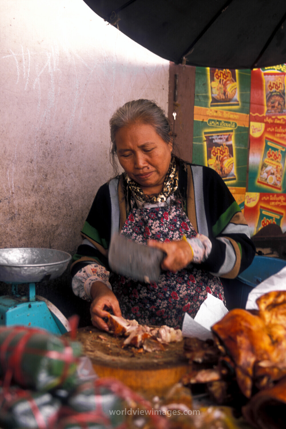 Woman in Market in Laos