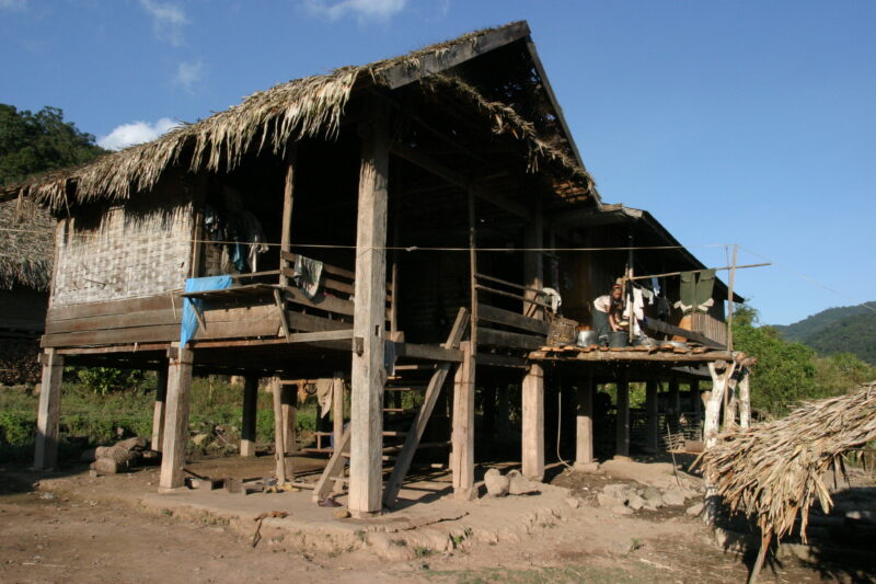 House in Northern Laos — Typical Housing in Rural Laos — Laos, Southeast Asia
