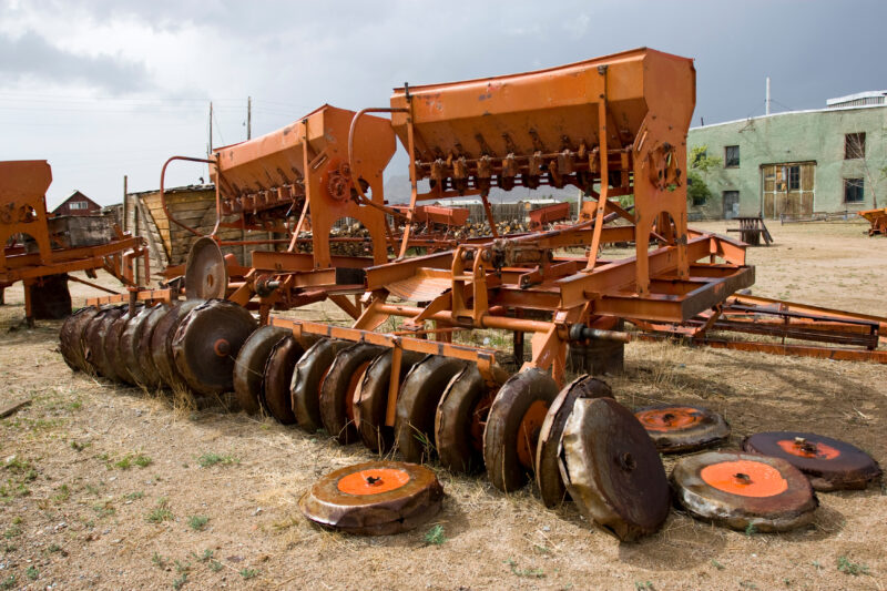 Rusting Farm Machinery — Mongolia, farm, collective farms, farm implements, machinery