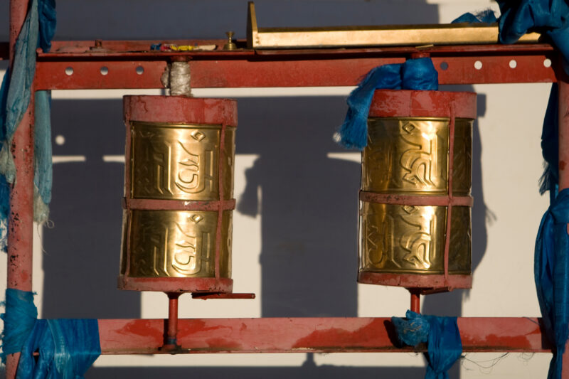Buddhist Temple in Mongolia — Stock Image of Buddhist Temple in rural Mongolia: Buddhist Prayer Wheels — Buddhism, Mongolia, temple, buddhist, prayer Wheels