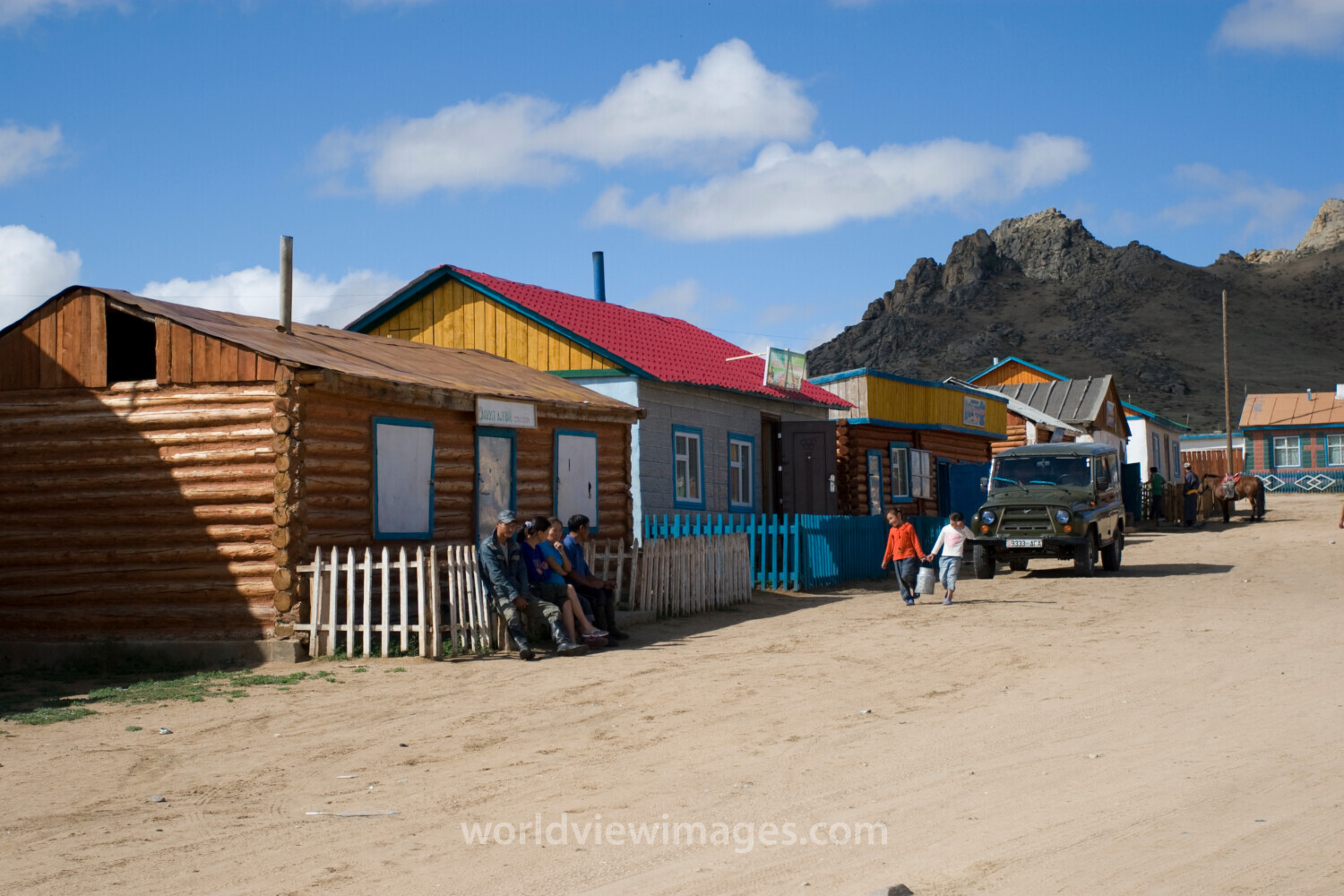 Rural Village Street in Mongolia
