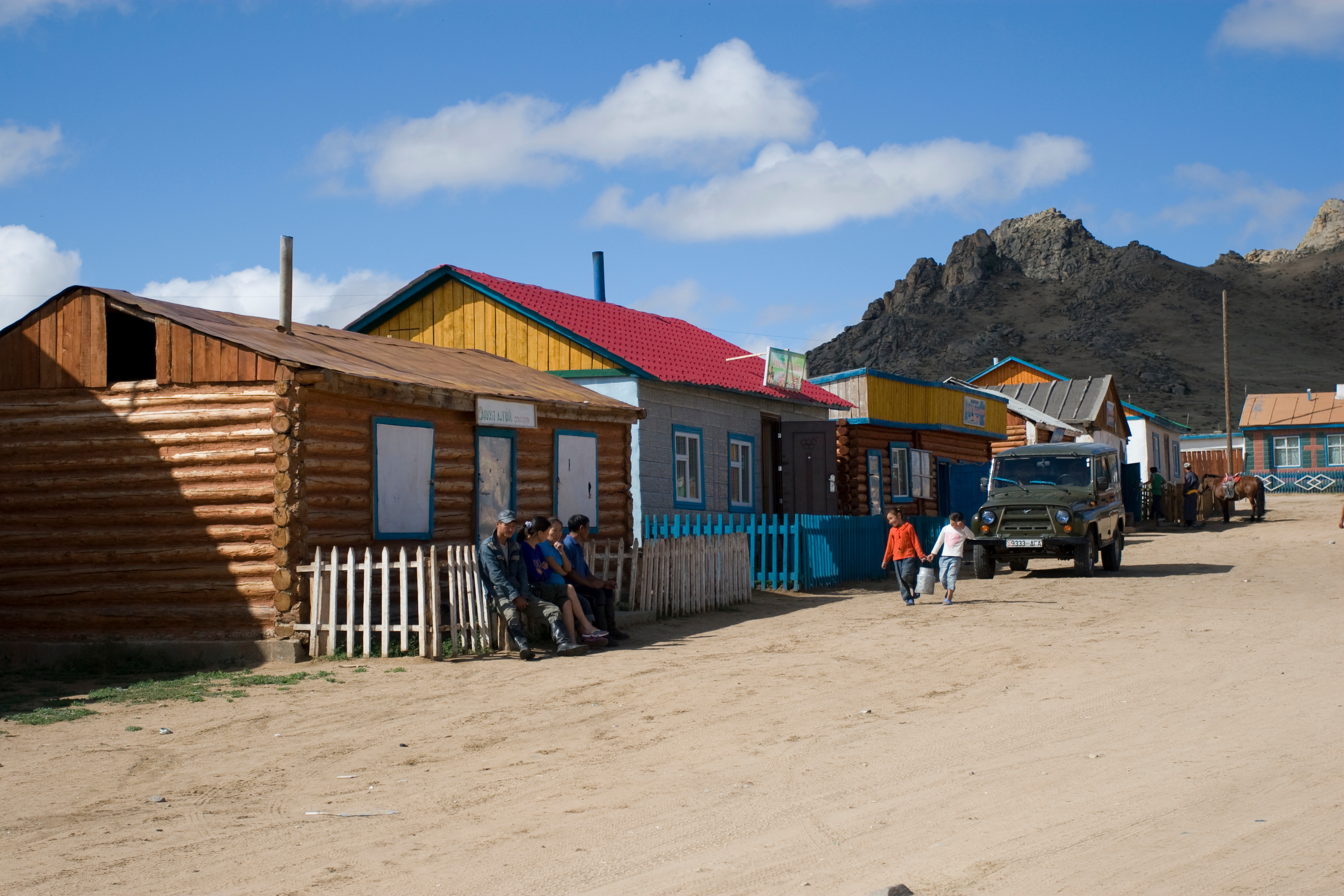 Rural Village Street in Mongolia