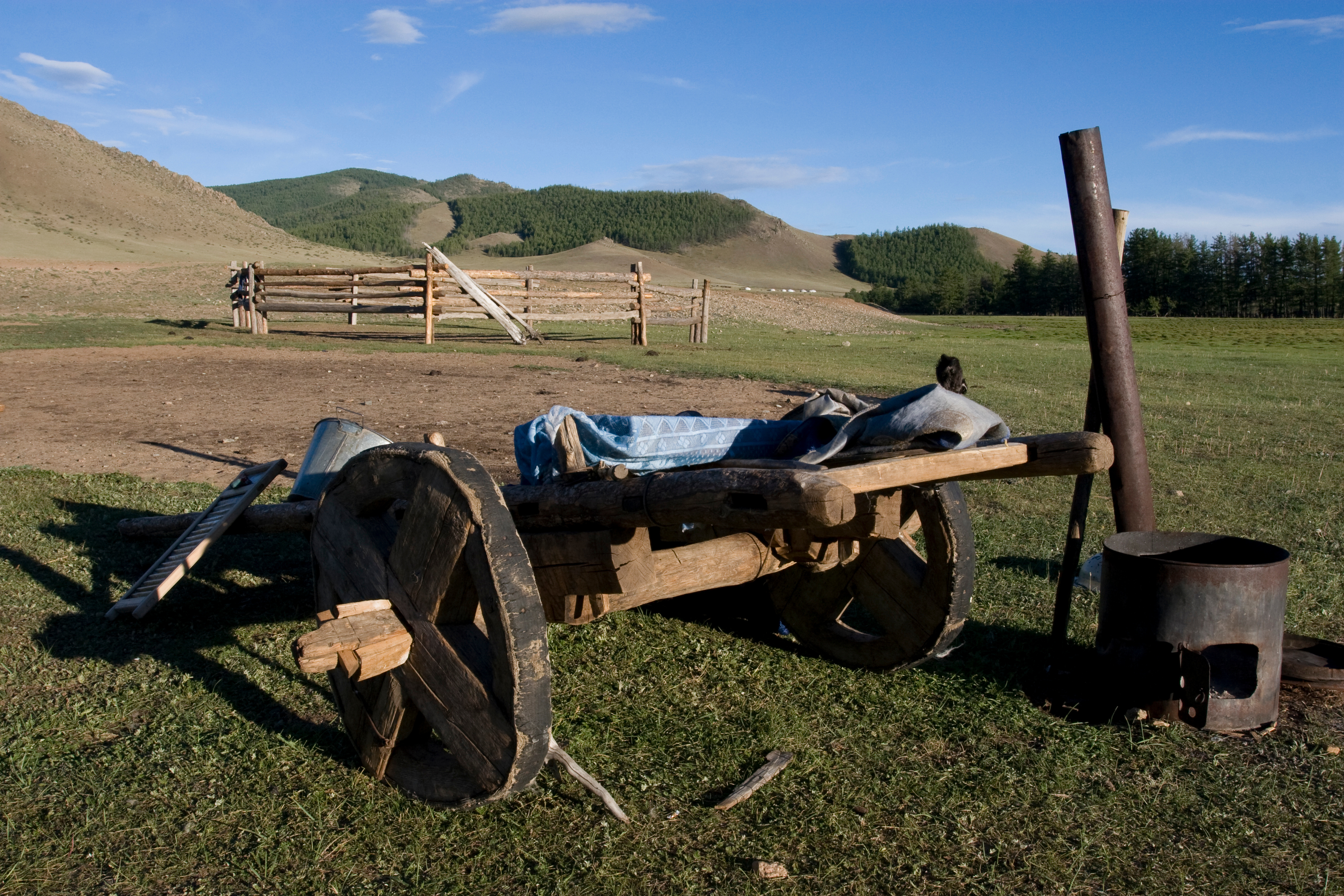 Wooden carts in Mongolia