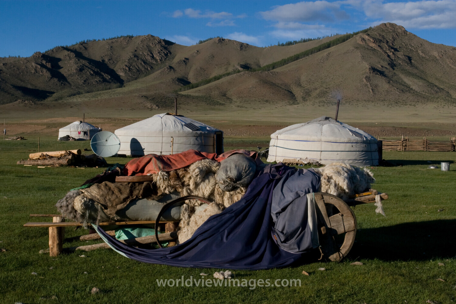 Wooden carts in Mongolia