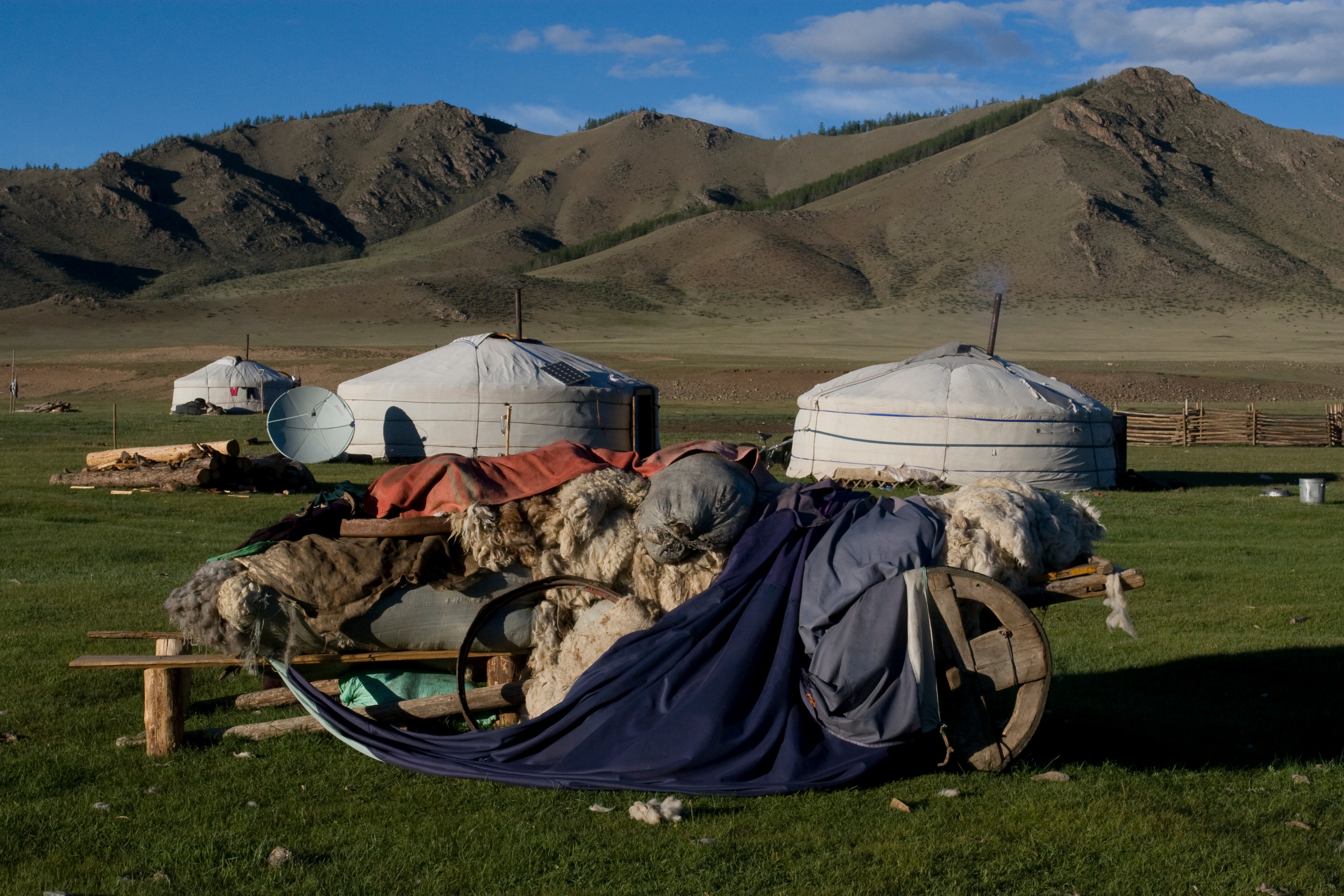 Wooden carts in Mongolia