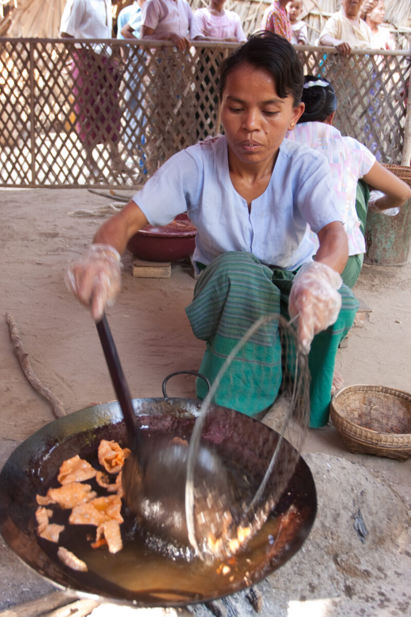 Making Snacks in Burma — Woman makes snack food at her home in Myanmar as a source of income she learned from an ADRA program — ADRA, Burma, Myanmar. income,...