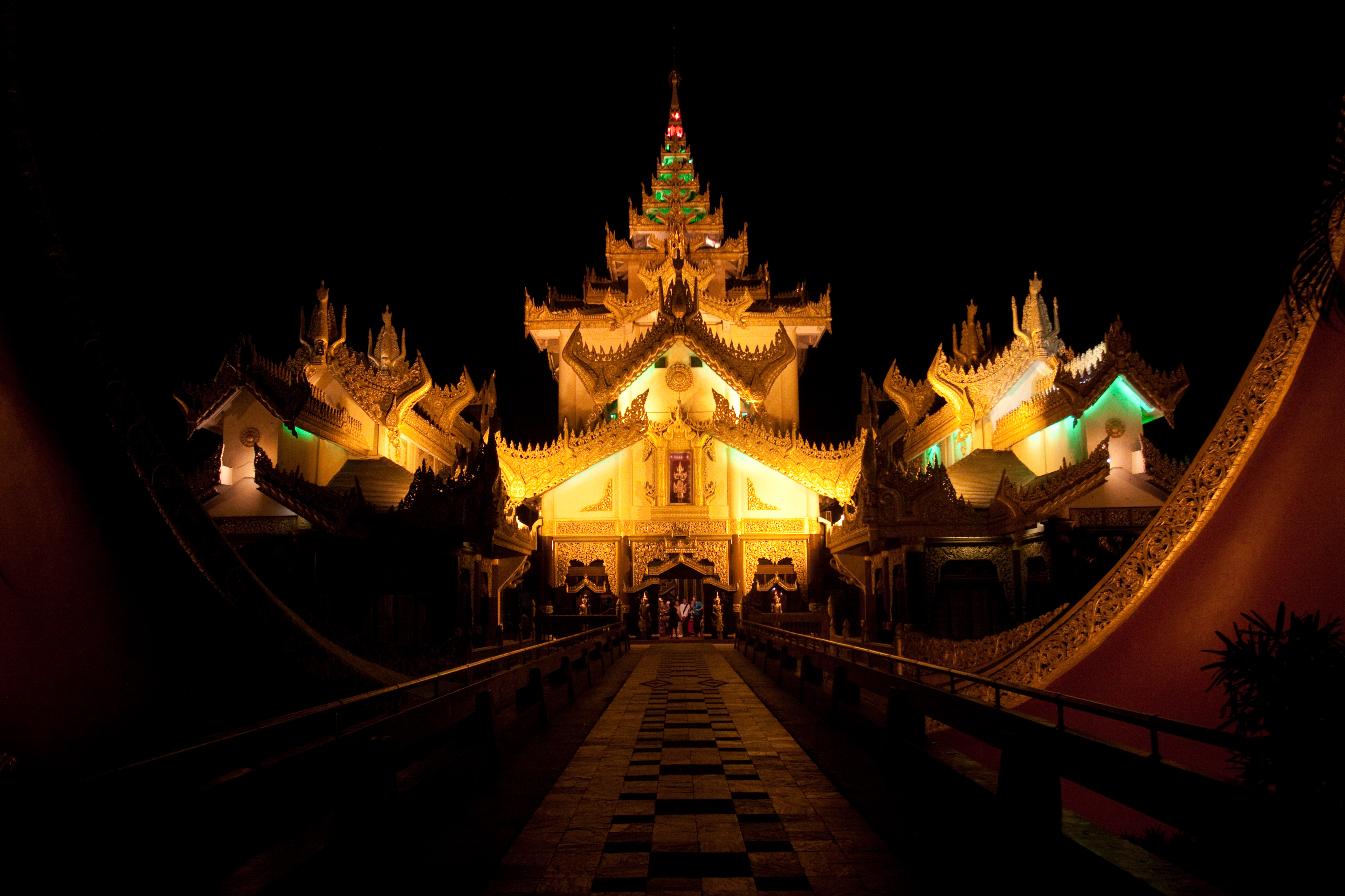 Karaweik Palace at Night in Yangon, Burma