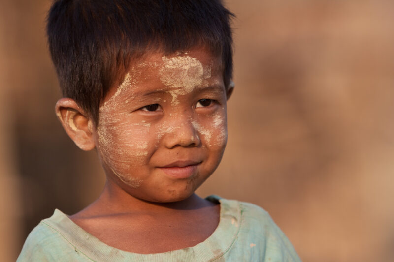 Boy in Myanmar — Boy with thanakha on his face — Myanmar, Burma, children, faces, boy