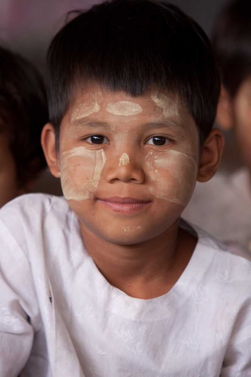 Girl in Myanmar — Boy with thanakha on his face — Myanmar, Burma, Faces, girl, girls