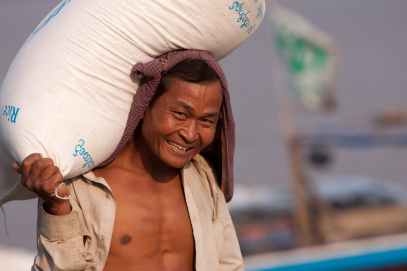 Man with Sack of Rice — ADRA, Burma, Myanmar