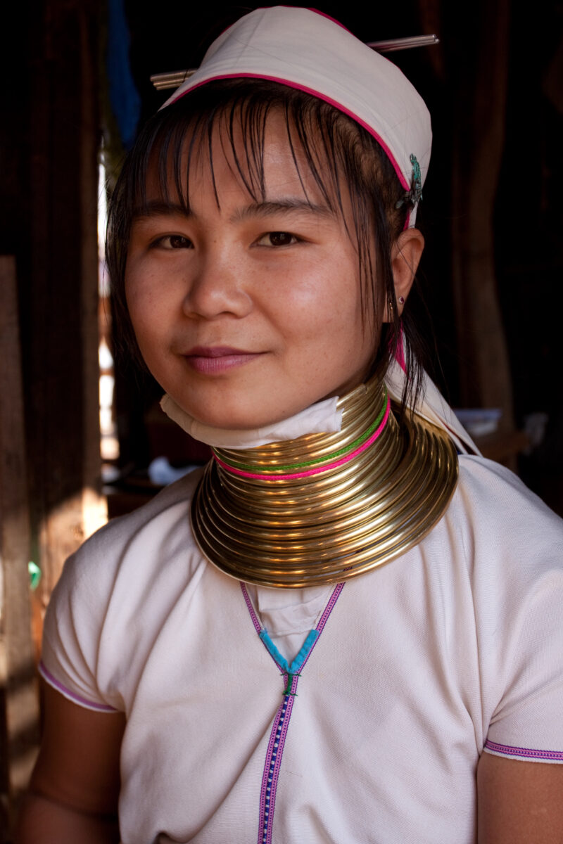 Long Neck Woman of Myanmar — Woman with brass rings on neck, to give the appearance of a longer neck which is considered desirable in the Padaung culture. — ...