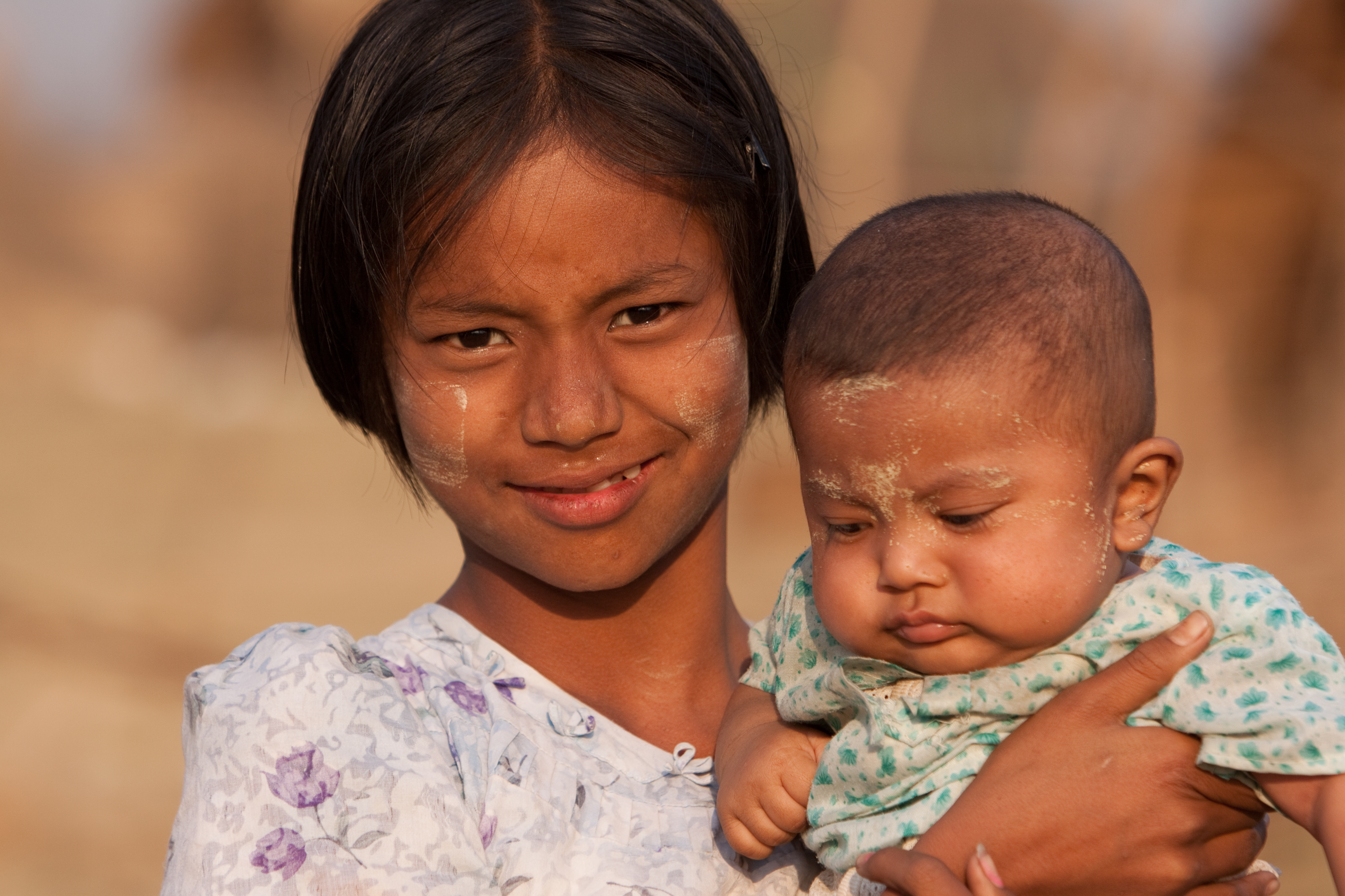 Girl and Baby in Burma