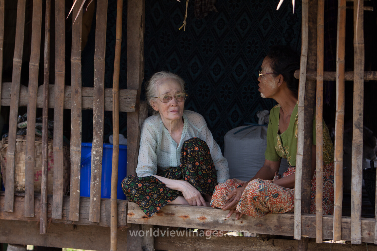 People in Myanmar Doorway