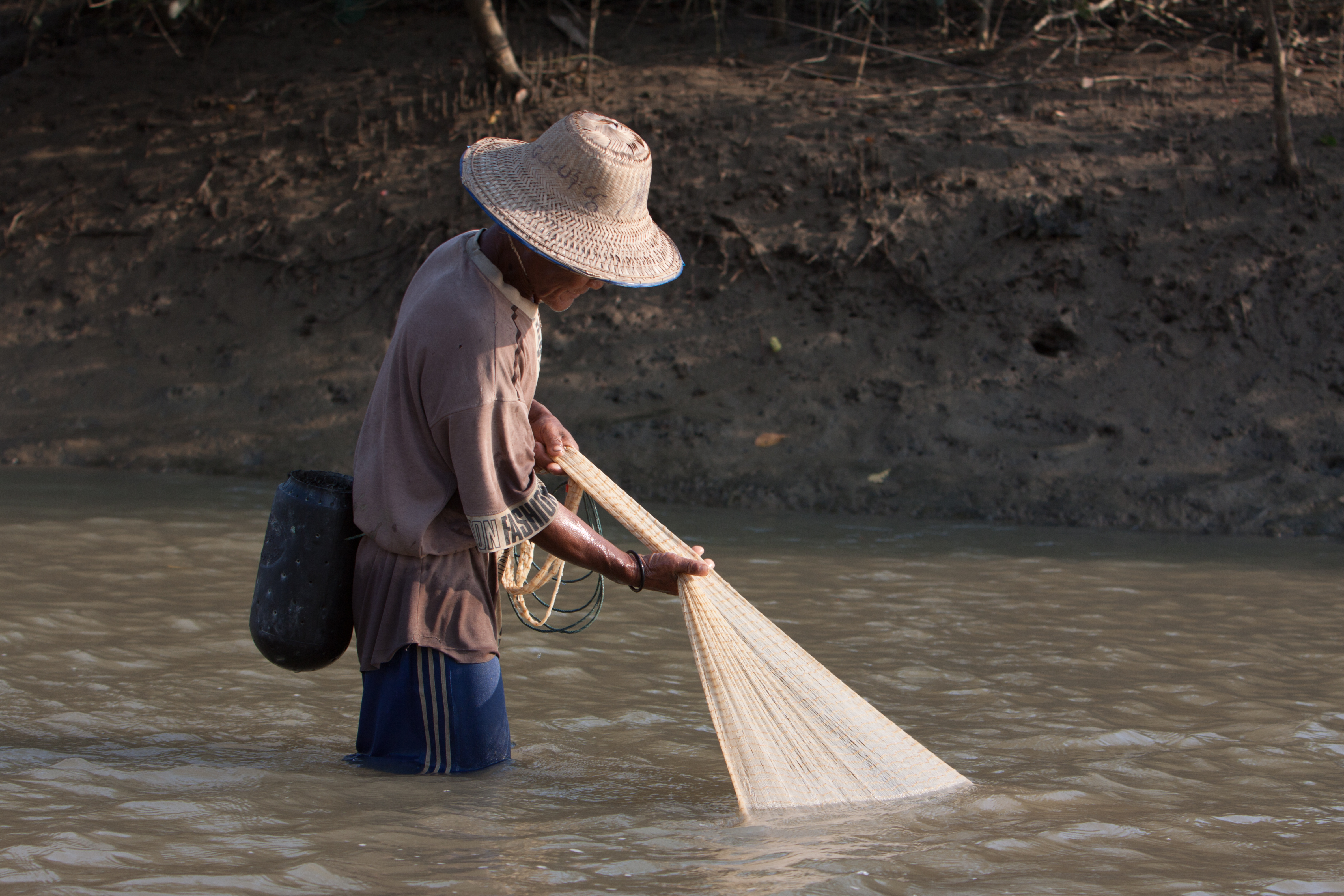 Fishing with a Net in Myanmar